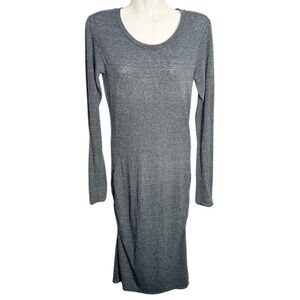 Aritzia Community sz S Linen Blend Slub Bodycon Knit Dress gray ls stretchy